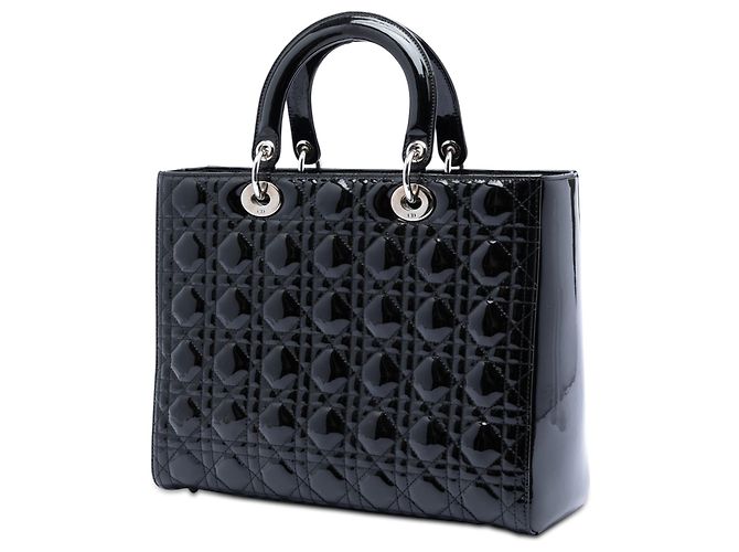 Borsa Dior Large Patent Cannage Lady Dior nera Nero - vista 2