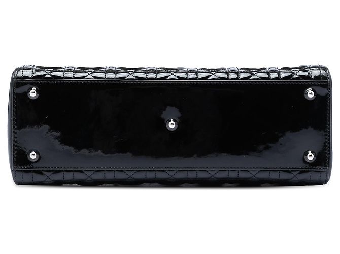 Borsa Dior Large Patent Cannage Lady Dior nera Nero - vista 3