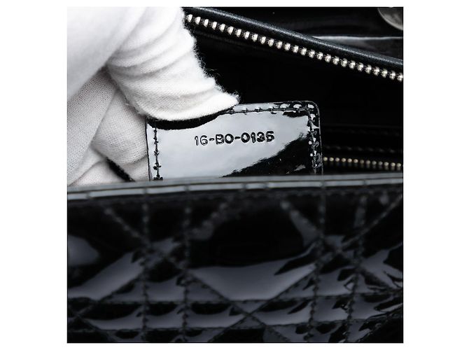 Borsa Dior Large Patent Cannage Lady Dior nera Nero - vista 6