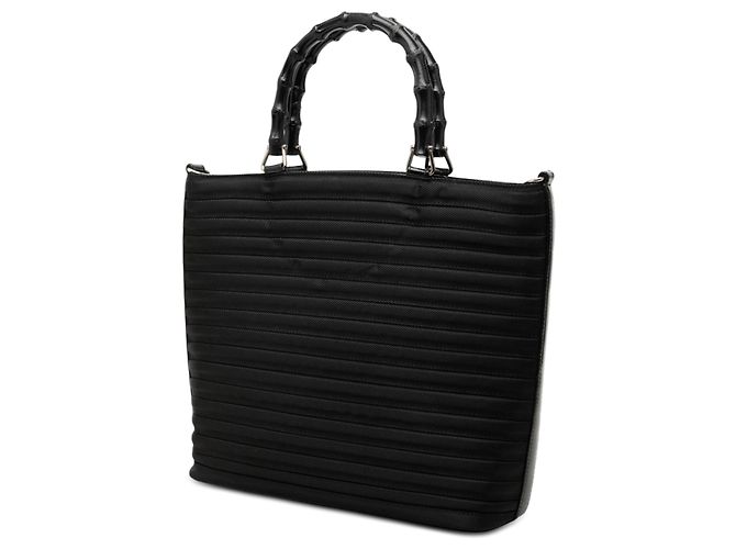 Bamboo Borsa Satchel Gucci in nylon nero con bambù - vista 2