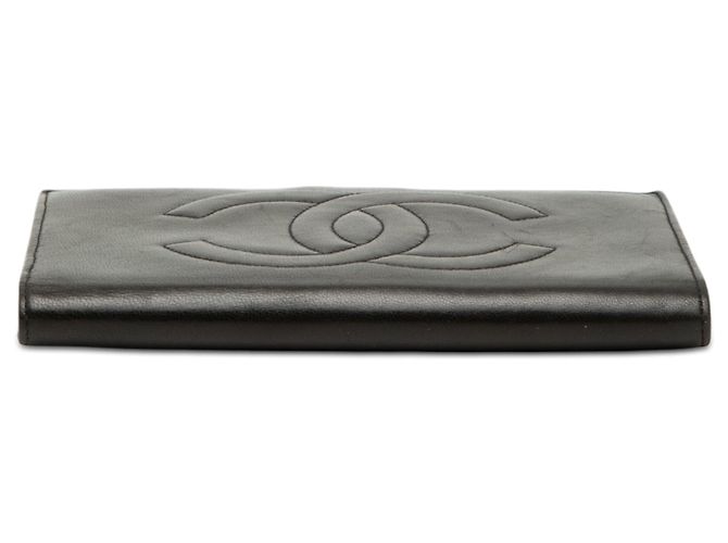 Portafoglio lungo bifold in agnello nero con CC Chanel - vista 3
