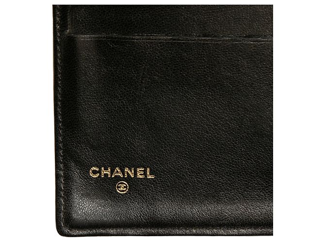 Portafoglio lungo bifold in agnello nero con CC Chanel - vista 6