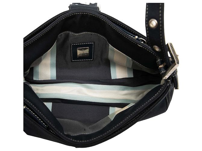Borsa a tracolla Fendi Canvas FF Marble blu - vista 4