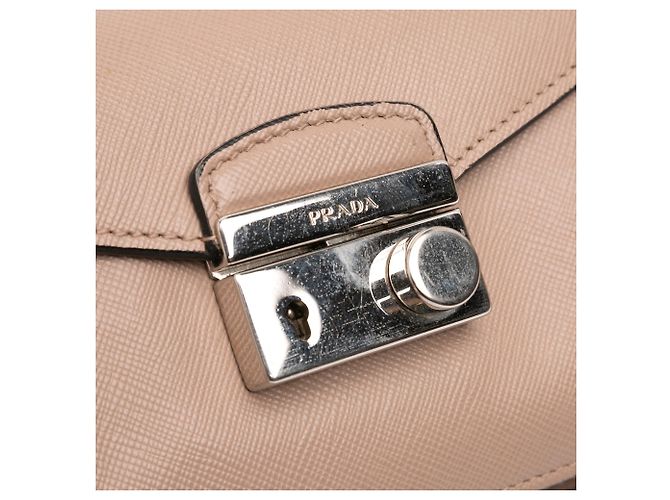 Borsa Prada Mini Saffiano Lux Sound Lock beige - vista 7