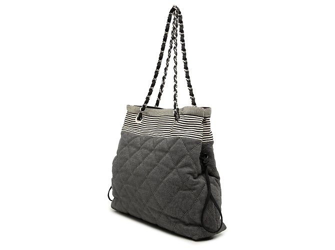 Tote Bon Bon em denim acolchoado Chanel cinza, tamanho Medium - vista 2