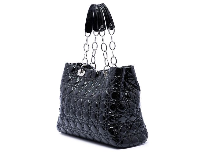 Tote Lady Dior Soft Large in vernice nera Cannage Nero - vista 2