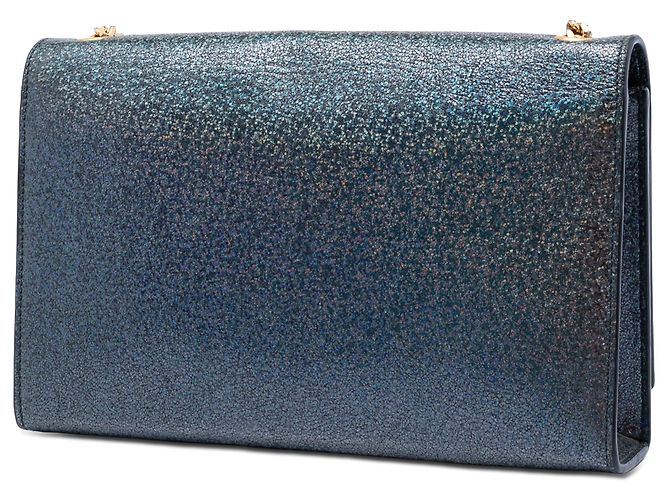Borsa a tracolla Kate Monogram in pelle glitterata blu medio Saint Laurent - vista 2