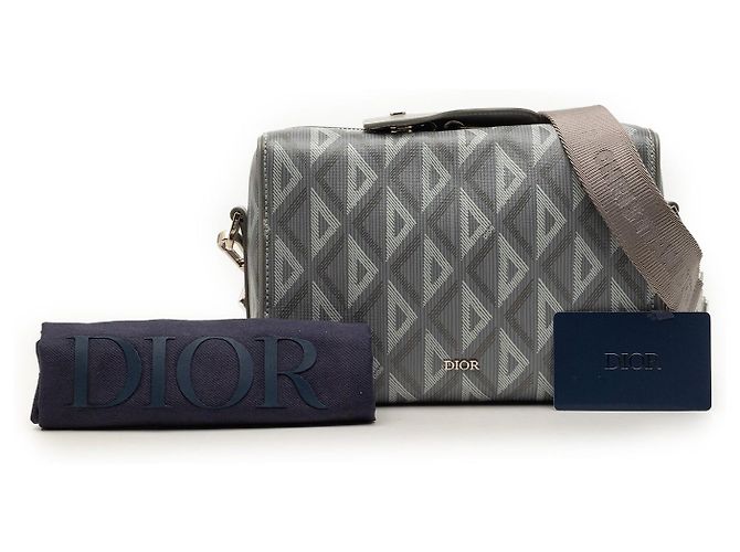 Dior Lingot 22 Tasche aus grau beschichtetem CD Diamond Canvas - Ansicht 8