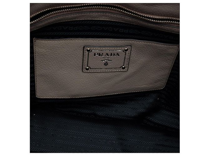 Borsa Tote Convertibile con Zip Laterale in Vitello Daino Marrone Prada - vista 4