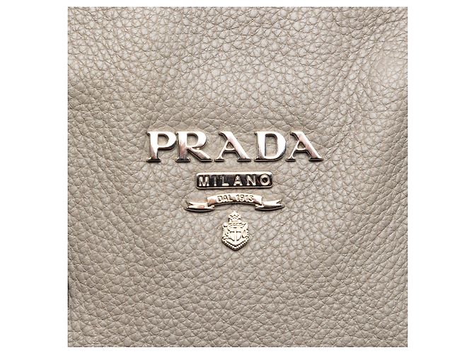 Borsa Tote Convertibile con Zip Laterale in Vitello Daino Marrone Prada - vista 5