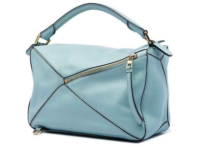 Borsa Satchel Puzzle in pelle di vitello blu LOEWE Medium - vista 2