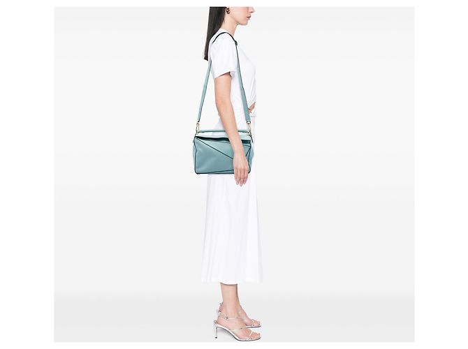 Borsa Satchel Puzzle in pelle di vitello blu LOEWE Medium - vista 6