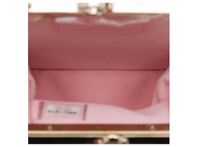 Clutch da sera Chanel CC trapuntata in acrilico e agnello nero con borsa a tracolla con catena - vista 4