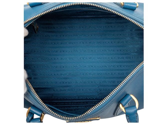 Borsa Boston Saffiano Lux blu Prada Satchel - vista 4