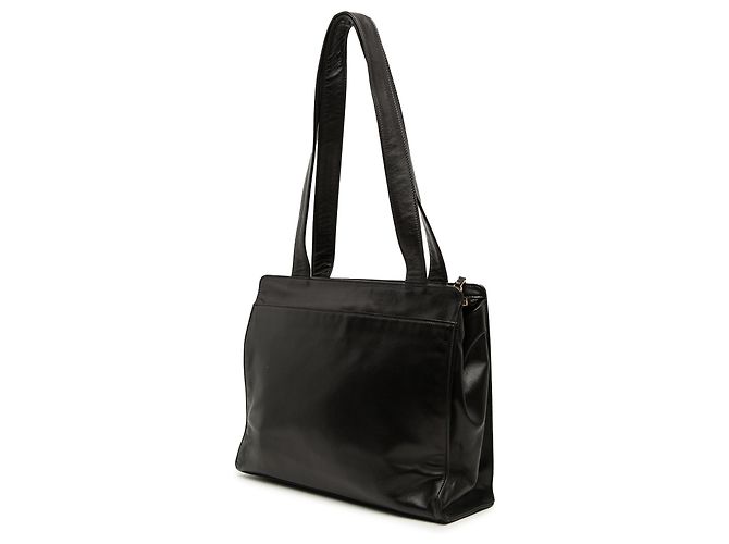 Tote in agnello nero con CC e tasca frontale con zip Chanel - vista 2