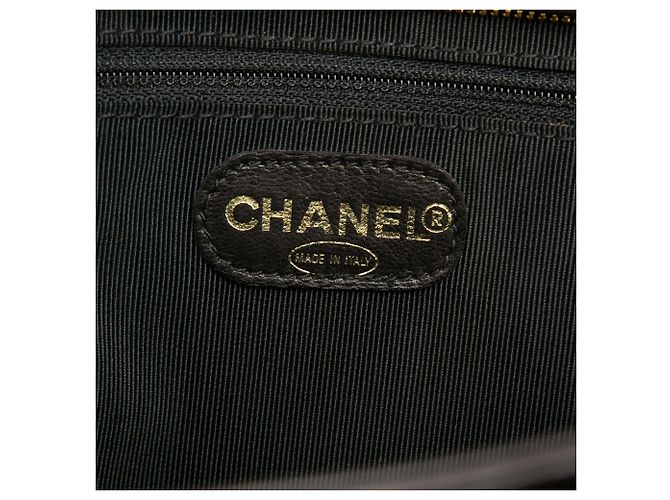 Tote in agnello nero con CC e tasca frontale con zip Chanel - vista 5