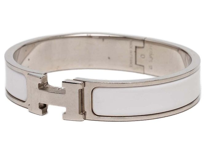 Bracciale Hermès Narrow Enamel Clic H Argento GM - vista 2