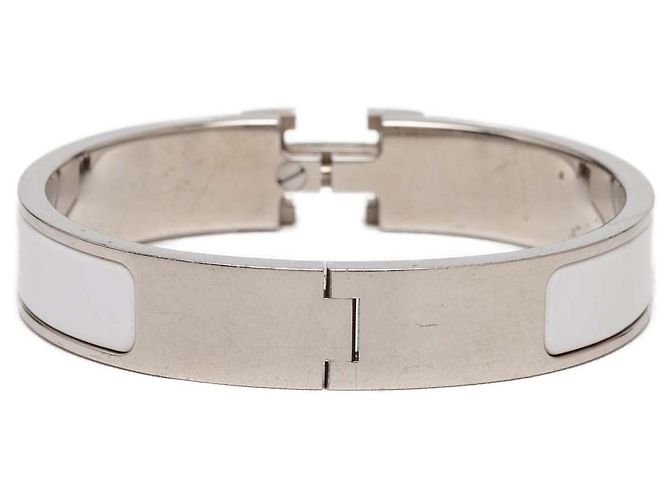 Bracciale Hermès Narrow Enamel Clic H Argento GM - vista 3