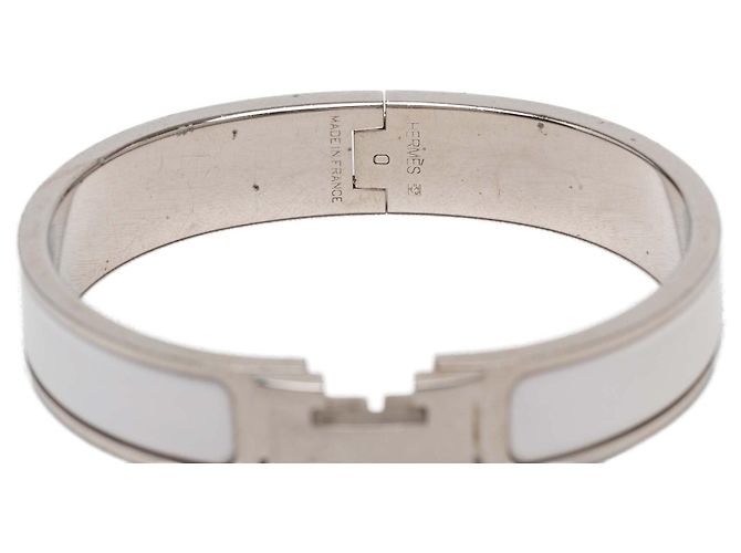 Bracciale Hermès Narrow Enamel Clic H Argento GM - vista 4
