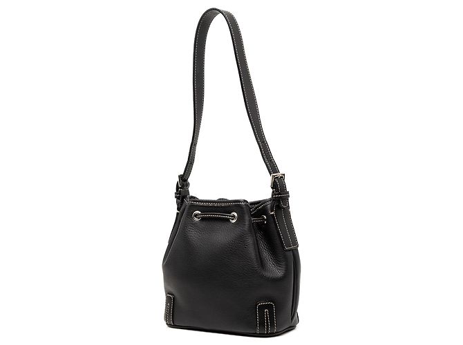 Borsa bucket in pelle nera Burberry con coulisse Nero - vista 2