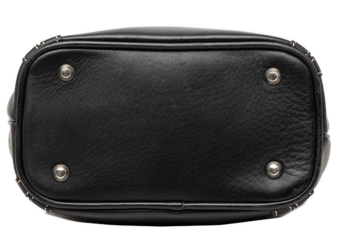 Borsa bucket in pelle nera Burberry con coulisse Nero - vista 3
