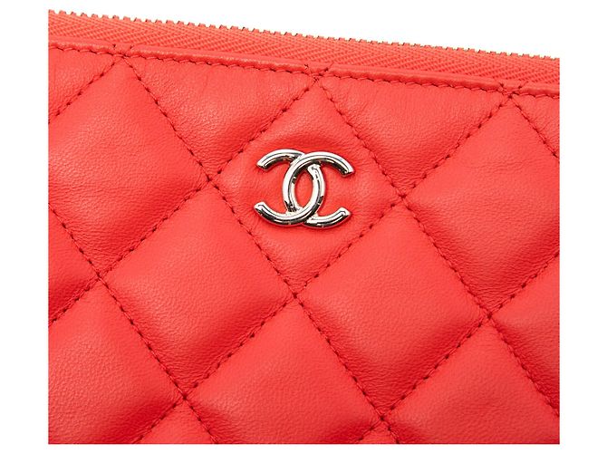 Clutch Chanel Medium Quilted Lambskin Orange O Case Arancione - vista 5