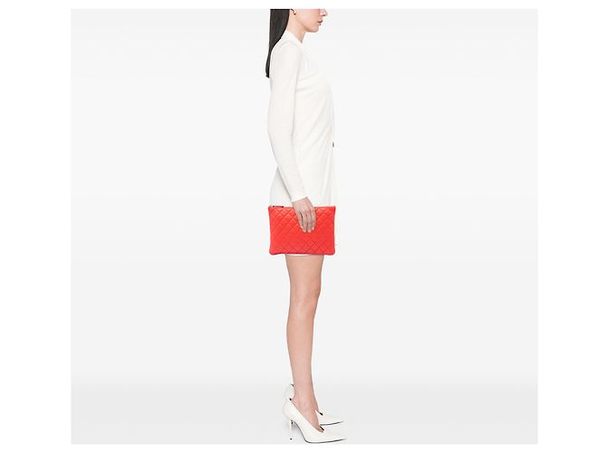 Clutch Chanel Medium Quilted Lambskin Orange O Case Arancione - vista 6