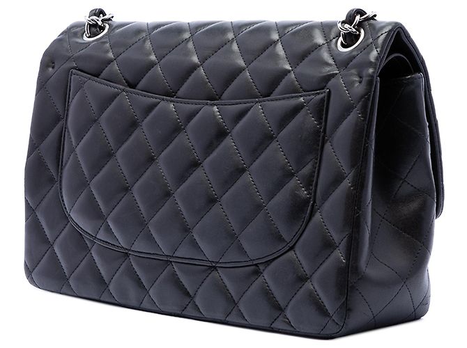 Borsa a tracolla Chanel Jumbo Classic in agnello nero con doppia patta - vista 2
