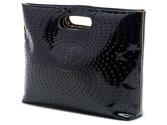 Tote Chanel CC traforato in vernice nero - vista 2