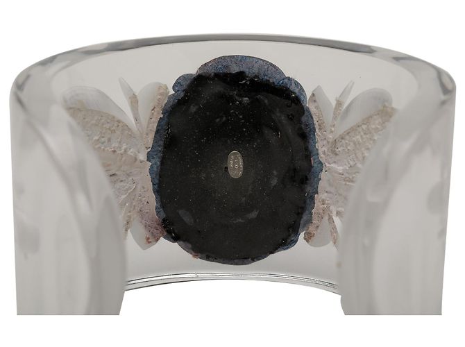 Bracciale rigido Chanel in lucite bianco con camelia - vista 4