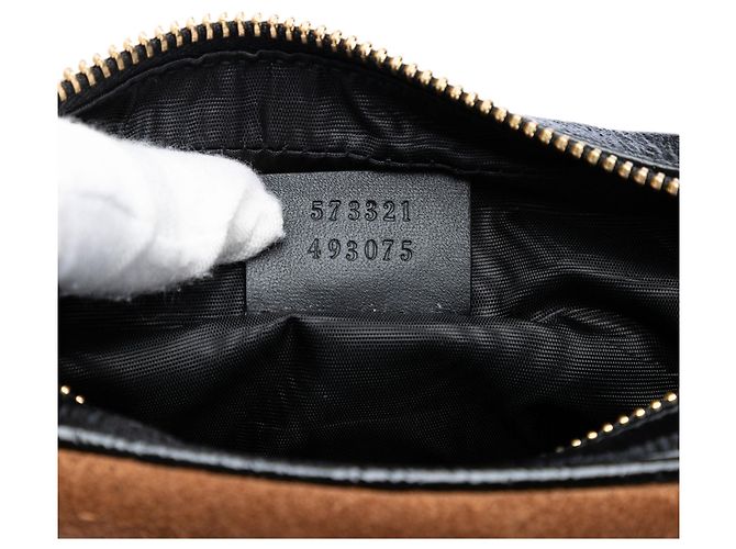 Borsa a tracolla Gucci Mini Suede Web Ophidia marrone - vista 6