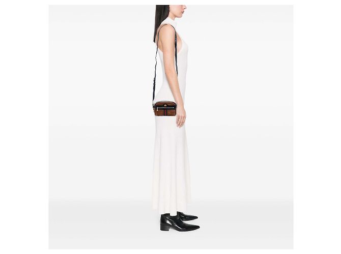 Borsa a tracolla Gucci Mini Suede Web Ophidia marrone - vista 7