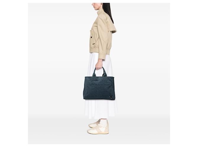 Tote in denim blu Prada - vista 7