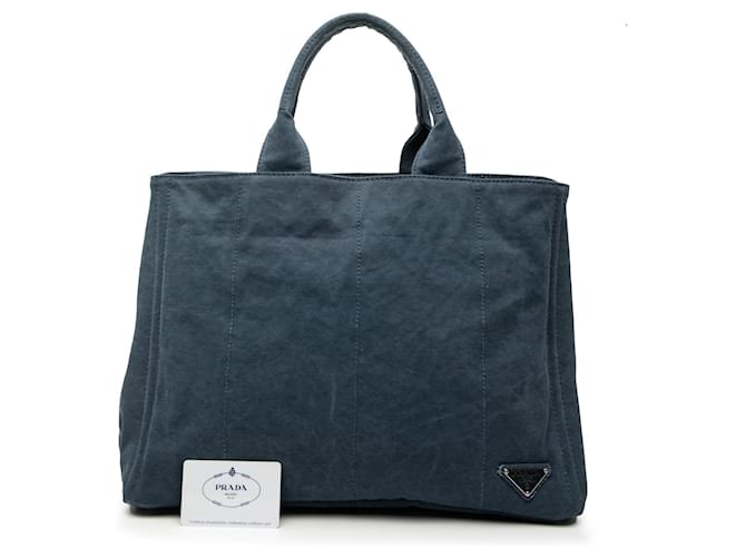 Tote in denim blu Prada - vista 8