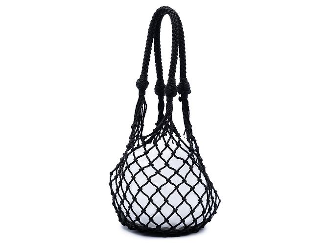 Borsa bucket in rete e pelle nera Prada Nero - vista 2