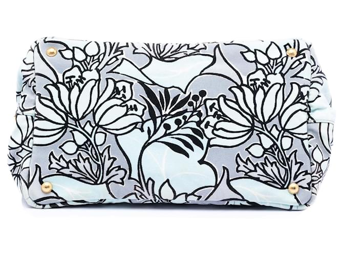 Borsa Prada Medium Floral Printed Canvas Canapa blu - vista 3