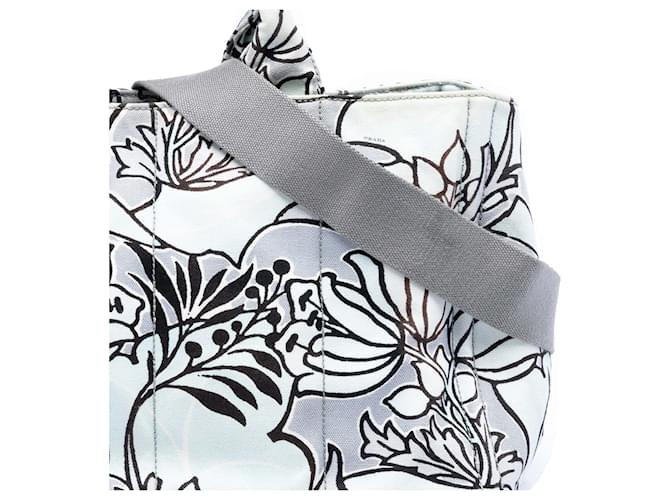 Borsa Prada Medium Floral Printed Canvas Canapa blu - vista 6