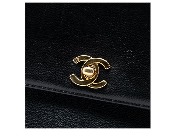 Borsa a tracolla Chanel CC Caviar nera con tracolla intrecciata Nero - vista 6