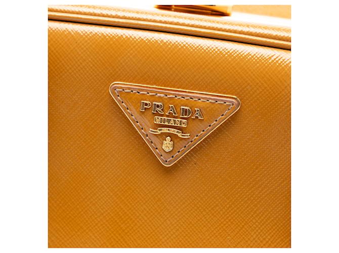Borsa Prada Saffiano Vernice Pyramid Frame marrone - vista 5