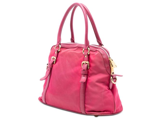 Borsa Dome in Tessuto con bordi in Saffiano rosa Prada - vista 2