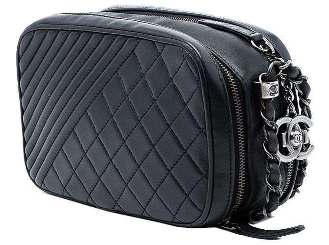 Borsa a tracolla Chanel Mini Coco Boy in agnello trapuntato nero - vista 2