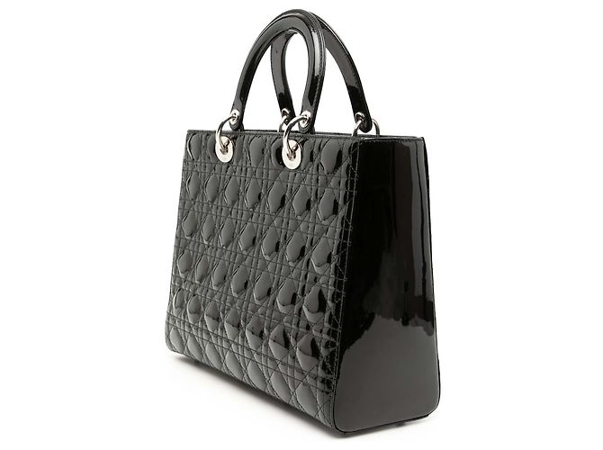 Borsa Dior Large Patent Cannage Lady Dior nera Nero - vista 2