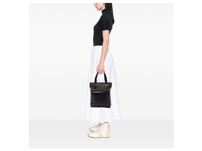Tote in nylon Gucci GG marrone - vista 7