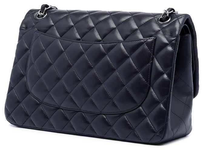 Borsa a tracolla Chanel Jumbo Classic in agnello blu con doppia patta - vista 2