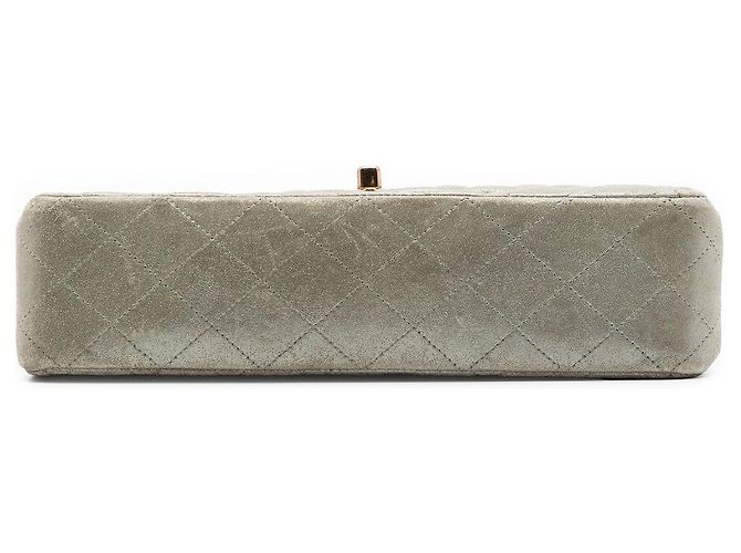 Borsa a tracolla Chanel Medium Classic in agnello iridescente argento a doppia patta - vista 3