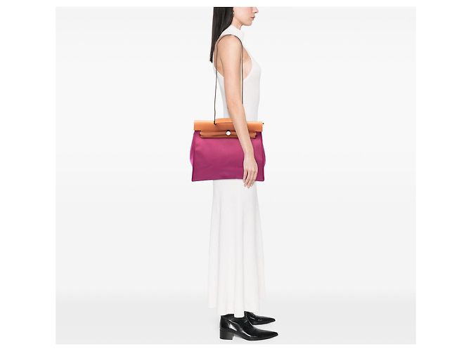 Borsa Hermès Toile Herbag Zip 39 rosa - vista 6