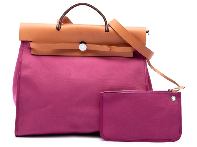Borsa Hermès Toile Herbag Zip 39 rosa - vista 7
