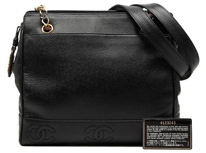 Borsa a tracolla Chanel Triple CC Caviar nera Nero - vista 7