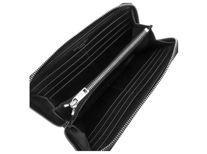 Portafoglio lungo con zip Tiny Cassandre in pelle nera Saint Laurent Nero - vista 4