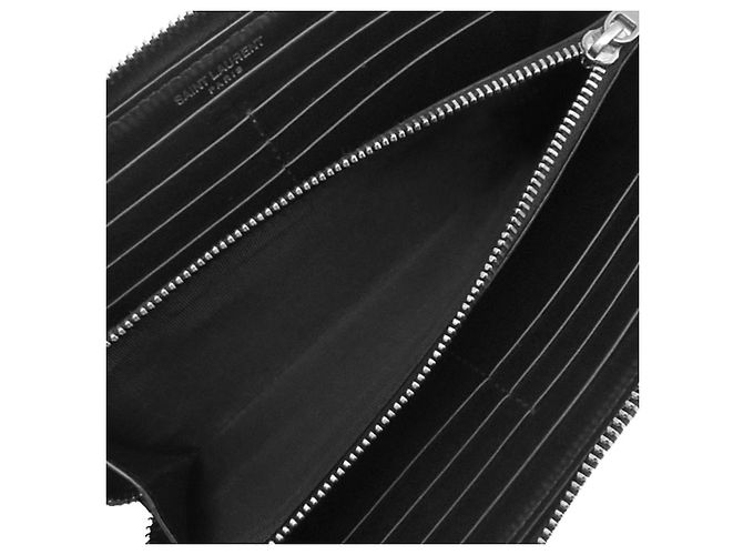 Portafoglio lungo con zip Tiny Cassandre in pelle nera Saint Laurent Nero - vista 5